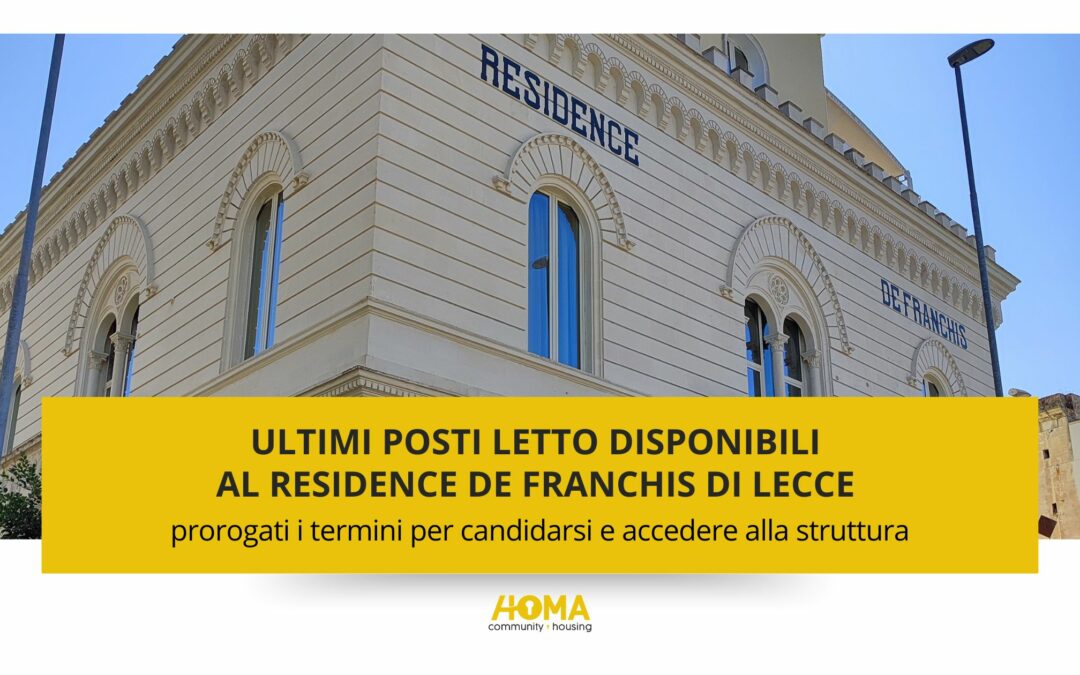 Residence De Franchis a Lecce: online il nuovo bando (con proroga)